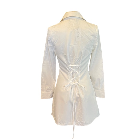 Cider Corset Lace Up Back Detail Fitted Shirt Mini Dress - Picture 3 of 8